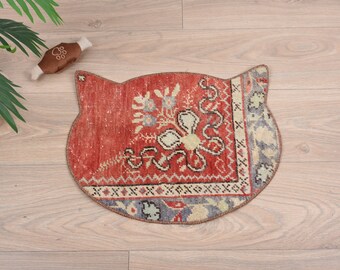 Feeding Pad, Kilim Animal Pad, Water Pad, Red Mat, Rug Mat, Non Slip Cat Mat, Decorative Cat Mat, Garden Pet Pad, Decorative Cat Pad,