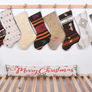 Xmas Stocking, Kilim Christmas Stockings, 8x19 inches Handmade Christmas Stocking, Decorative Christmas Stocking, Christmas Kilim Stockings,