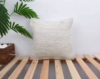 Interior Designer Pillow, Turkish Pillow, 14x14 Gift Pillow, Boho Pillow, White Pillow Cover, Hemp Pillow, Christmas Cushion Case,