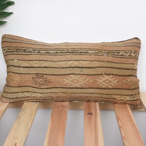 Poduszka Kilim, ręcznie robiona poduszka Kilim, poduszka vintage 8x16, poszewka na poduszkę boho, poduszka beżowa, etniczna poduszka lędźwiowa Kilim,
