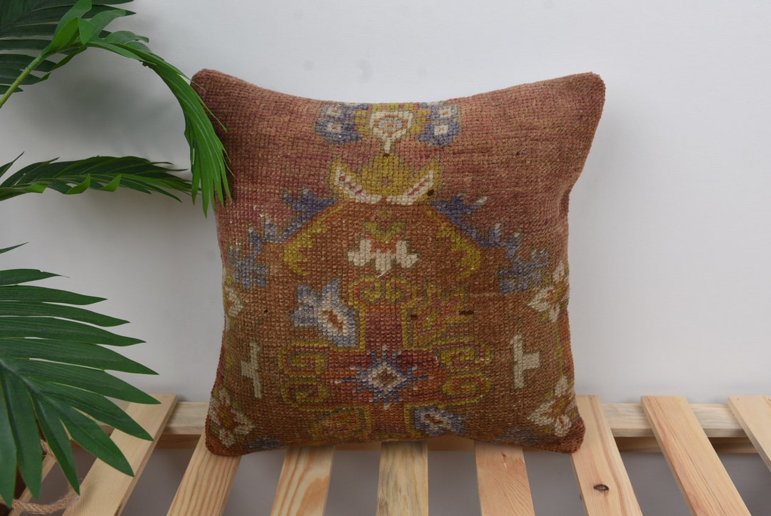 Pillow for Couch 14x14 Turkish Throw Kilim Cushion Sham Red Etsy