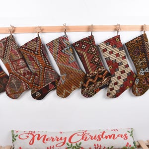 Vintage Rug Christmas Stocking, Turkish Rug Stocking, Kilim Christmas Stockings, Antique Stocking, Decor Kilim Stocking, Handwoven Stocking,