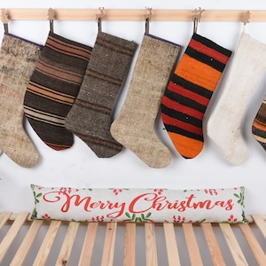 Decorative Stocking, Kilim Stockings, Turkish Kilim, Fireplace Decor Santa Socks, Handwoven Stocking, Xmas Stocking, Santa Socks,