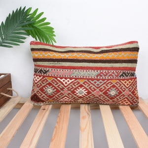 Vintage Pillows, Boho Pillow Sham Cover, 12x20 Home Decor Pillows, Pillow for Sofa, Red Pillows, Turkish Lumbar Pillows, Patterned Pillows,