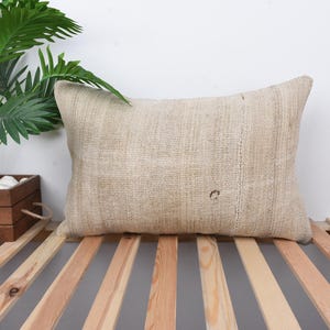 Handmade Kilim Cushion, Pillow for Sofa, 16x24 Boho Pillow, Ethnical Kilim Rug Pillow, Beige Cushion, Lumbar Pillow, Striped Pillow,