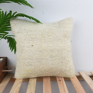 Vintage Kilim Throw Pillows, Gift Pillows, 16x16 Pillow for Couch, Kilim Pillow Cover, White Pillow Cover, Hemp Pillows, Colorful Cushion,