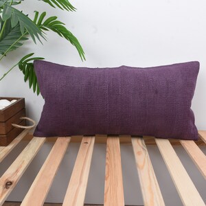 Throw Kilim Pillows, Vintage Kilim Throw Pillows, 12x24 Ethnical Kilim Rug Pillows, Handmade Kilim Cushion, Purple Pillowcase, Handwoven