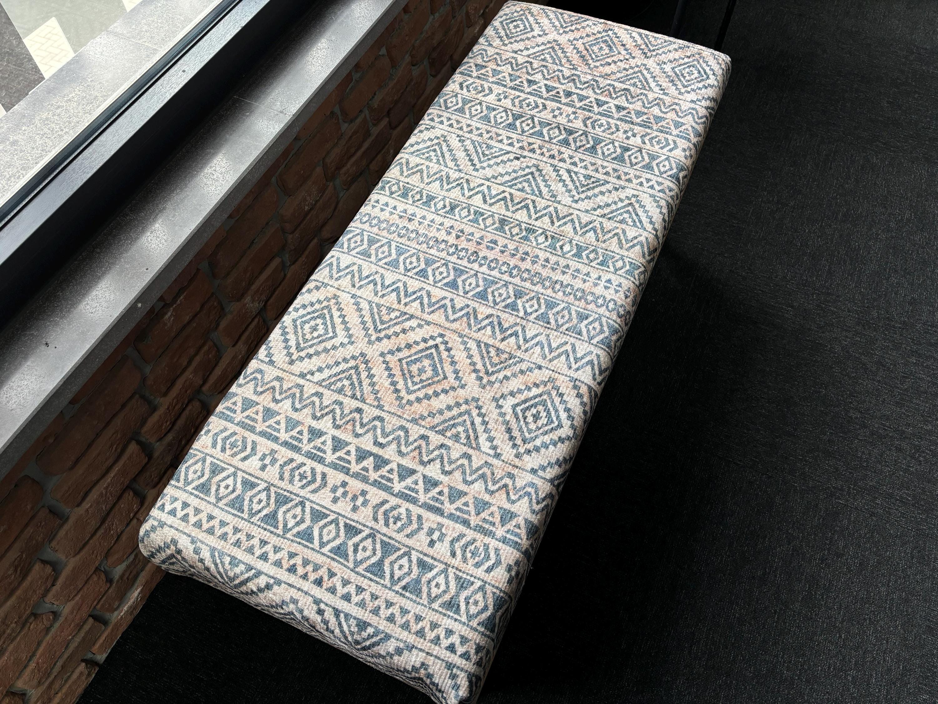 Entry Bench, Aztec Upholstered Bench, Handmade Ottoman Bench, Farmhouse ...