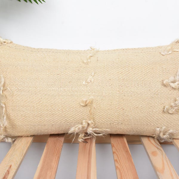 Kilim Cushion Sham, Interior Designer Pillow, 12x24 Turkish Kilim Pillow, Antique Pillows, Beige Pillow Cover, Nomadic Rectangular Pillow,