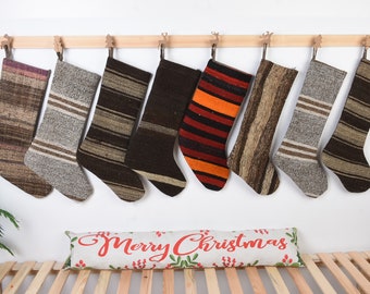 Neutral Stocking, Vintage Stocking, Christmas Kilim Stockings, Family Stockings, Christmas Decor, Family Christmas Stockings, Santa Socks,