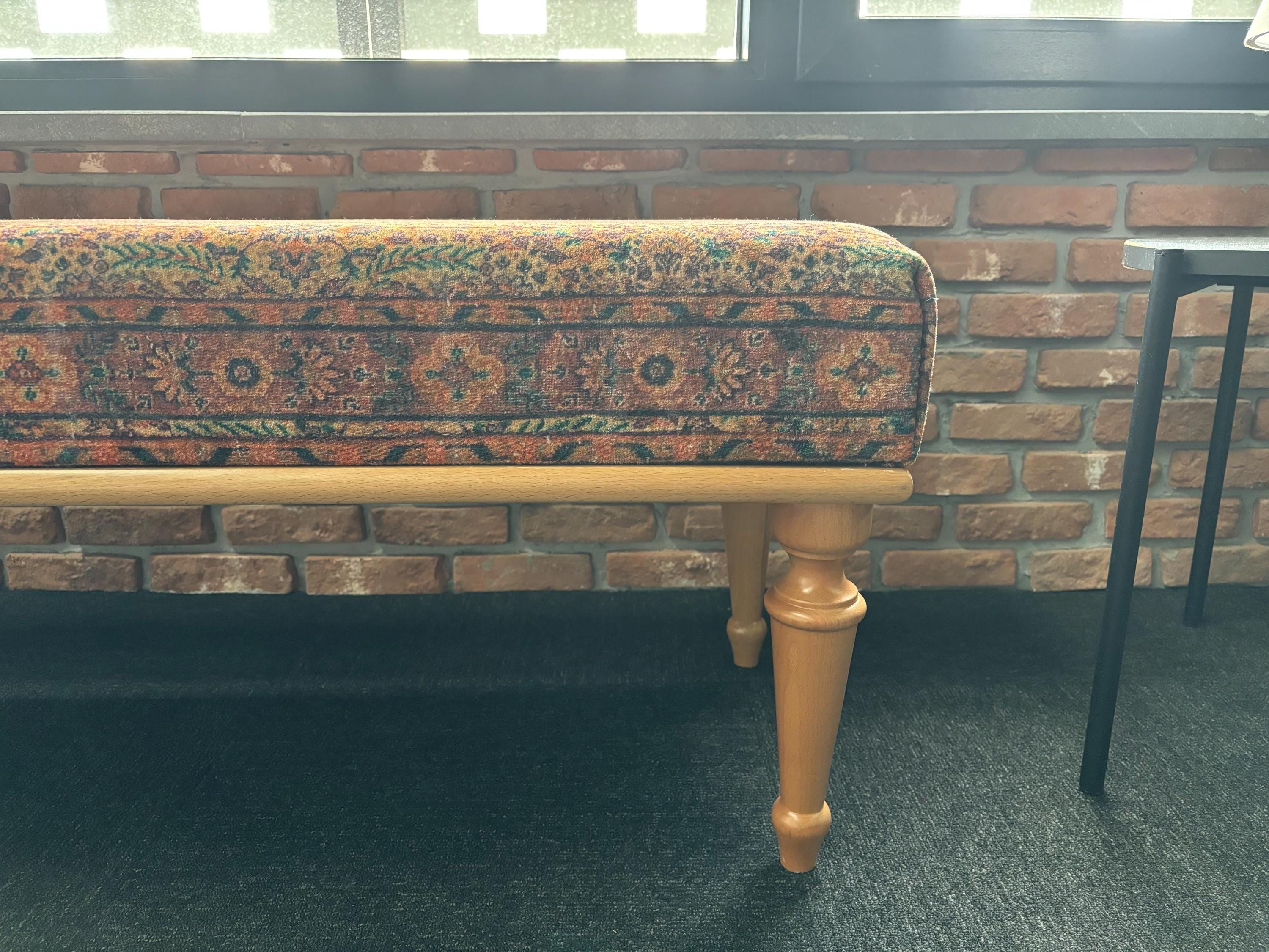 Entry Bench, Aztec Upholstered Bench, Turkish Rug Bench, Wood Ottoman ...