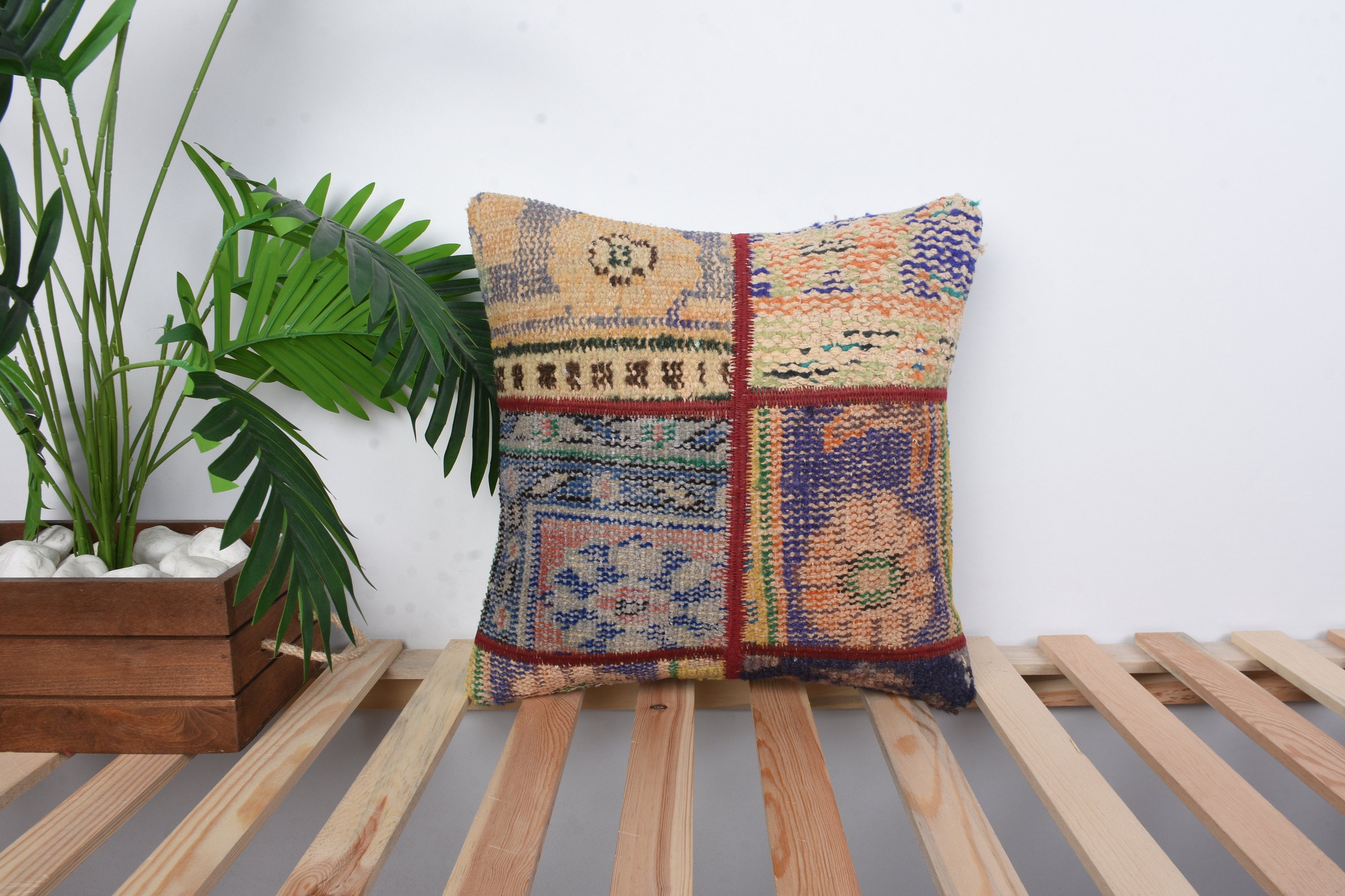 キリムクッション、キリムクッションシャム、16x16ハンドメイドキリム