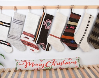 Vintage Stocking,  Kilim Stockings, Personalized Christmas Stocking, Custom Christmas Gift, Snowman Santa Stockings, Christmas Decoration,