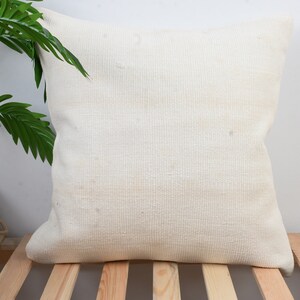 Travesseiro para Sofá, Travesseiros Kilim, Capa de Travesseiro Kilim 20x20, Travesseiros Vintage, Almofada Branca, Travesseiros Monocromáticos Simples, Fronha Externa,
