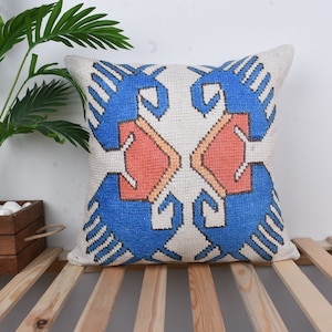 Federa per cuscino Kilim, cuscino per tappeto con motivo vintage, cuscini Kilim turchi, cuscino per divano, federa per cuscino Kilim, federe per cuscini decorativi.