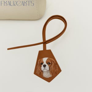 Pet Leather Bag Tag Handmade Bag Charm, Pet Portrait, Dog Memorial, Leather fashion accessories, Personalized Gift LWH327W11TT