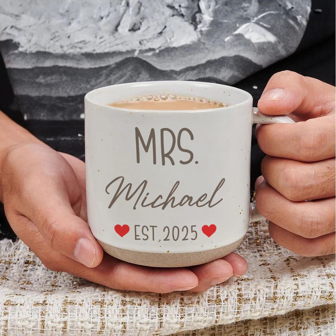 Personalized Mr & Mrs Mug Set, Custom Couple Mugs With Names, Wedding ...