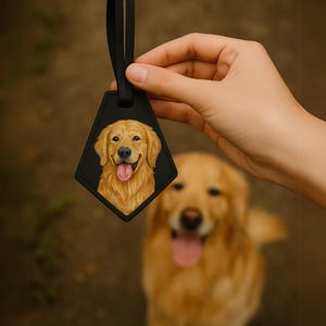 Pet Leather Bag Tag Handmade Bag Charm, Pet Portrait, Dog Memorial, Leather fashion accessories, Personalized Gift LWH327W11TT