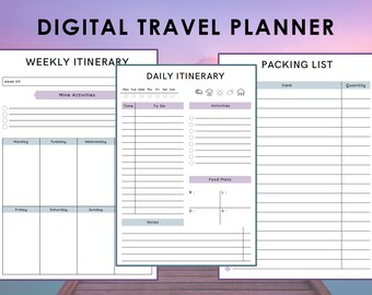 Ultimate Digital Travel Planner - travel organizer, travel budget, travel itinerary, trip planner, packing lists and more!