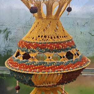 Woven Crochet Lampshade, Wool, Cotton, Indian craft, Handmade