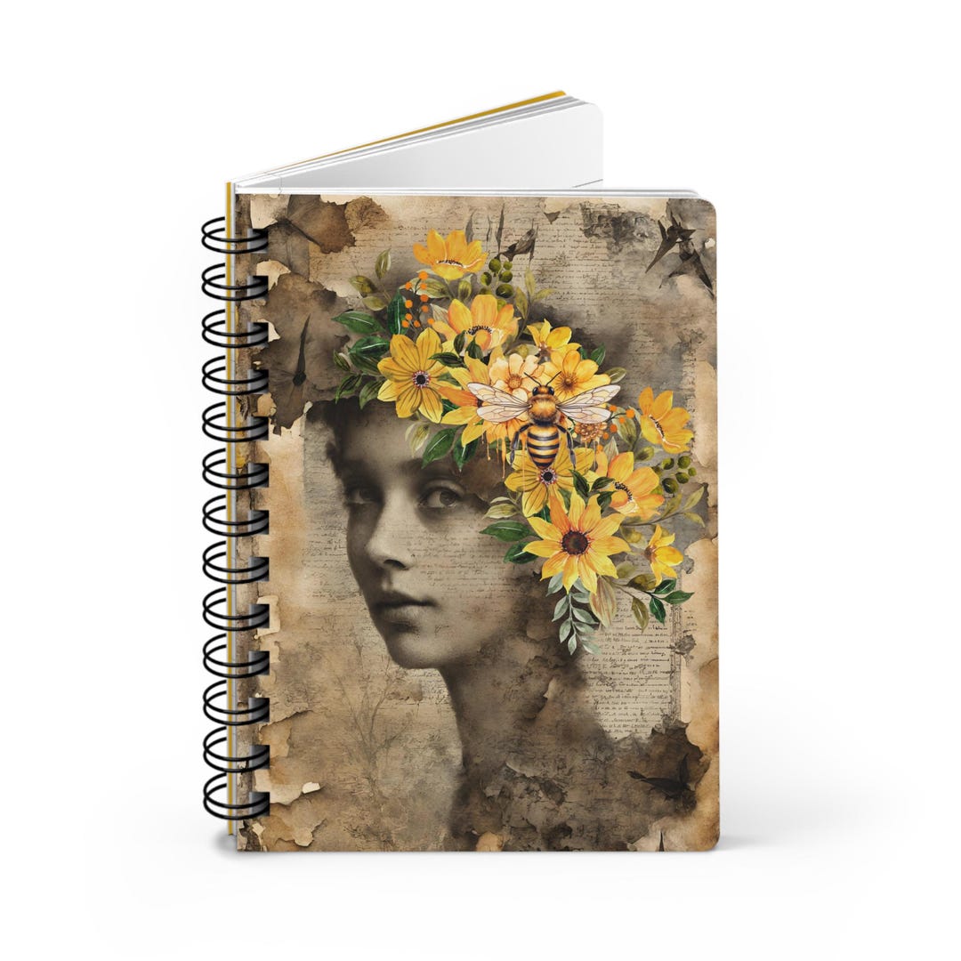 Altered Art Sunflower Bees Spiral Bound Journal 5x7 Inches - Etsy