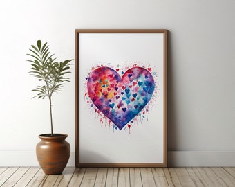 Watercolor Heart Print: Valentine's Day Wall Art (Digital Download)