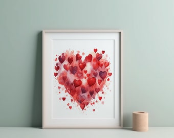 Watercolor Red Heart Print: Valentine's Day Wall Art (Digital Download)