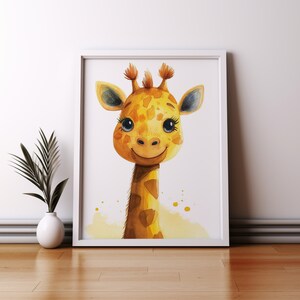 Watercolor Animal giraffe Art Printable - Instant Download, Nursery Decor, Wildlife Watercolor Painting, Home Wall Art
