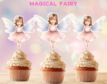 Fairy Personalized Cupcake Toppers,  Photo Cupcake Toppers, Girl Face Toppers, Birthday Decor, Digital File
