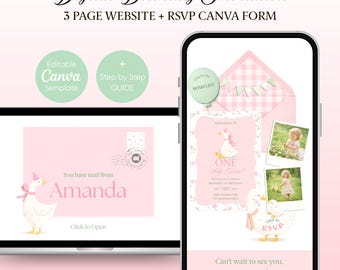 One Silly Goose Birthday Website Invitation | Editable Canva Template