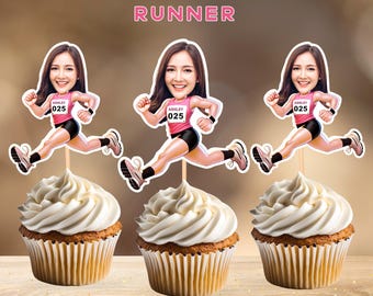 Personalized Marathon Girl Runner Cupcake Toppers (Digital File)