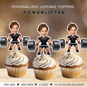 Personalized Powerlifter Cupcake Toppers: Gym Birthday Decor (Digital File)