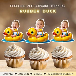 Topper per cupcake a forma di paperella di gomma personalizzata, decorazione per compleanno con paperella gialla, file digitale
