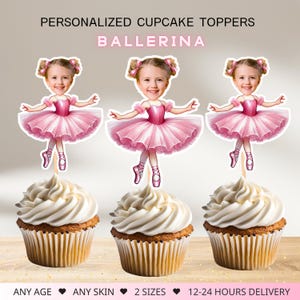Personalized Ballerina Cupcake Toppers  (Digital File)