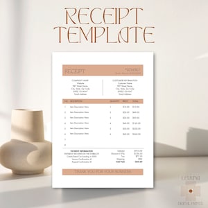 Small Business Receipt Template | Sales Receipt Template | Business Receipt | Editable Receipt | Canva Template | Instant Download