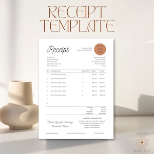 Small Business Receipt Template | Sales Receipt Template | Business Receipt | Editable Receipt | Canva Template | Instant Download