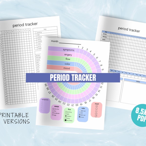 Printable Period Tracker, Printable Menstruation Tracker, Period Journal, Printable Period Journal, Cylce Tracker, Monthly Menstraul Tracker