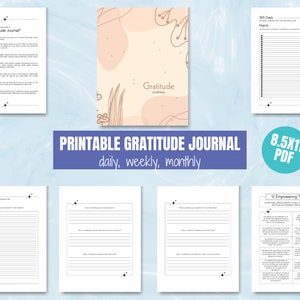 Diario de gratitud - Diario de gratitud imprimible - Diario de gratitud diario – Diario de gratitud semanal - Diario mensual imprimible - Sun Boho