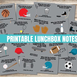 Lunch Notes, Lunch Box Cards, Lunch Box Notes, Lunchbox Jokes, School Notes, Lunch Notes for Kids, Sports  Lunchbox Notes, Sports Jokes