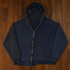 Vintage Distressed Navy Double Face Hoodie - 1980's