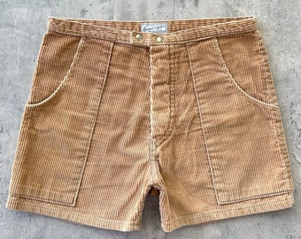 Vintage 70s Kanvas by Katin Corduroy Surf Shorts (33) Tan Brown button fly custom made in USA