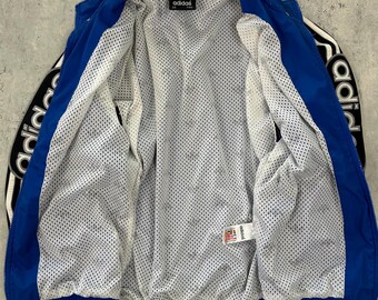 Vintage Y2K Adidas Track Jacket (M) Blue Black White Zip up