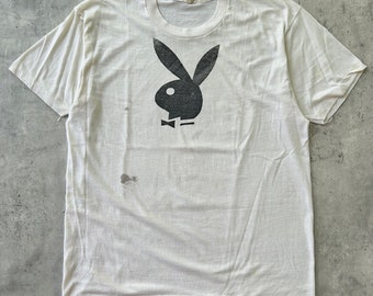 Vintage 80s Playboy T Shirt (XL) Bunny Logo graphic tee made in USA