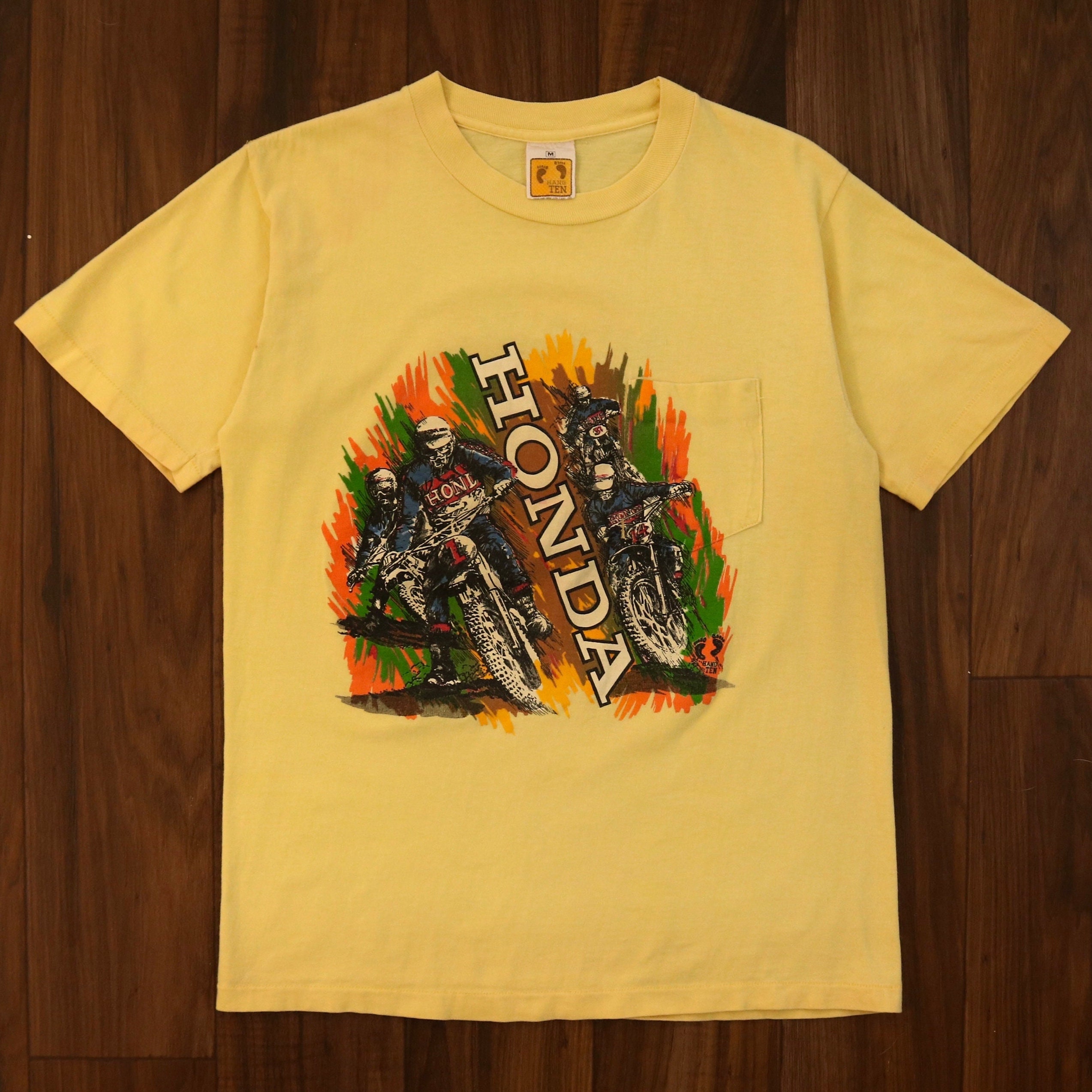 Tシャツ・カットソー HONDA MOTORCYCLE Vintage Cutoff Tshirt PG Green Beige Vintage Cutoff T-shirt PG Green Beige - 감도 깊은 취향