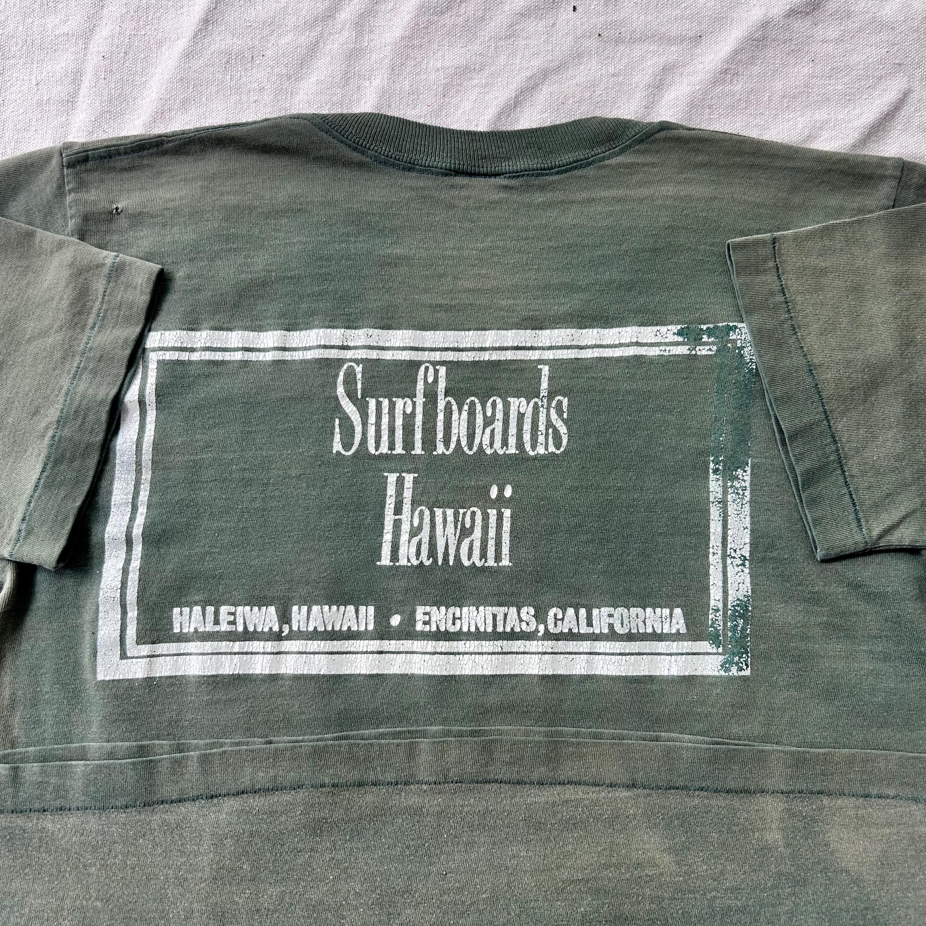 ヴィンテージ 70年代 サーフボード ハワイ Tシャツ 色あせたグリーン 