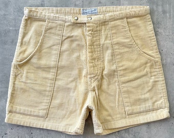 Vintage 70s Kanvas by Katin Corduroy Surf Shorts (32) Cream button fly custom made in USA