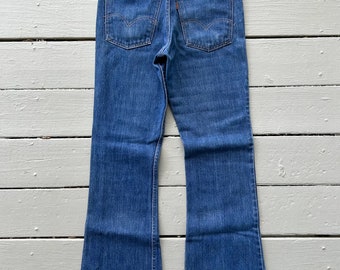 Vintage 70s Levi’s 646 Bell bottom jeans (29x31) dark denim orange tab flared made in USA