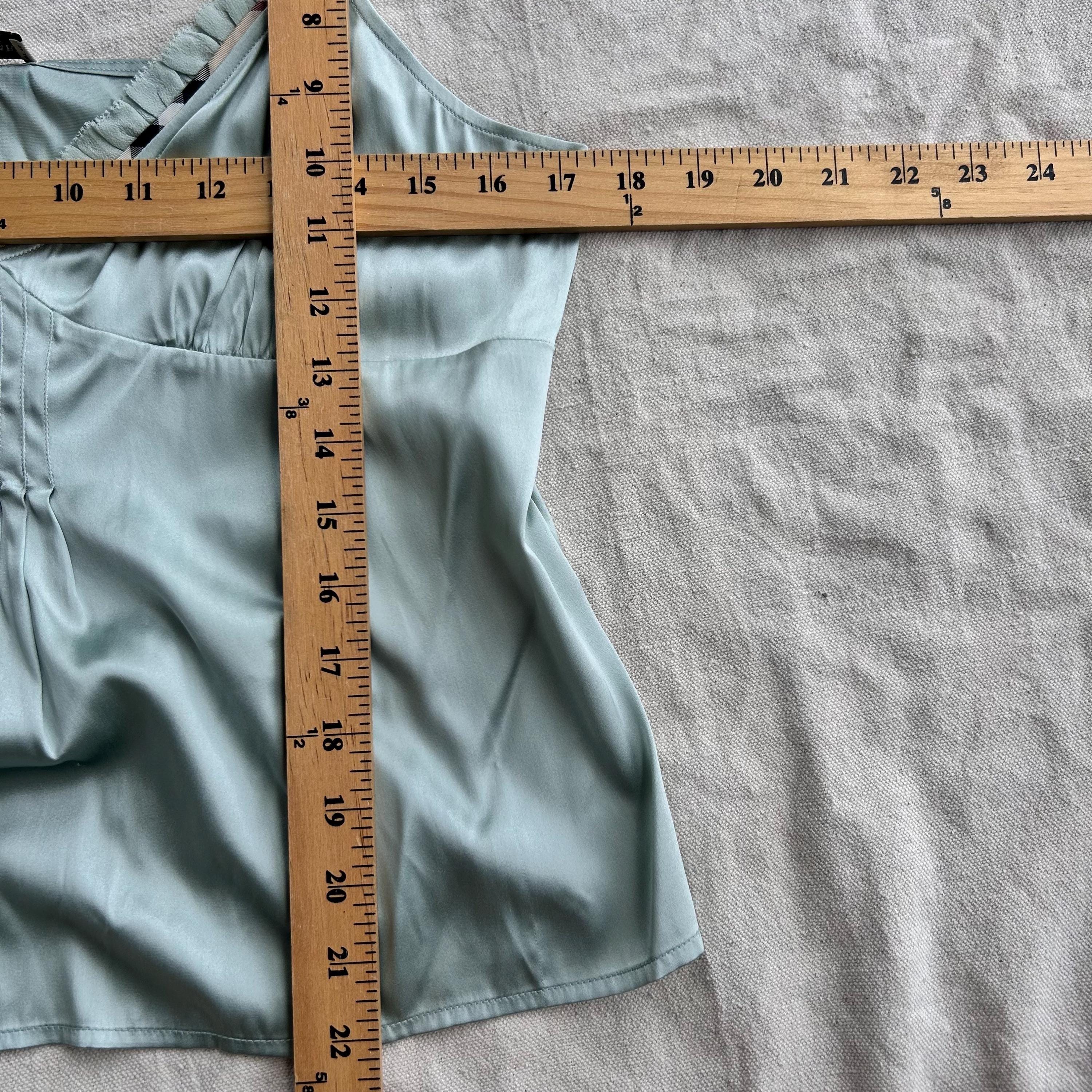 Vintage Y2K Burberry Cami Crop Top Tank (L) Light Blue 100