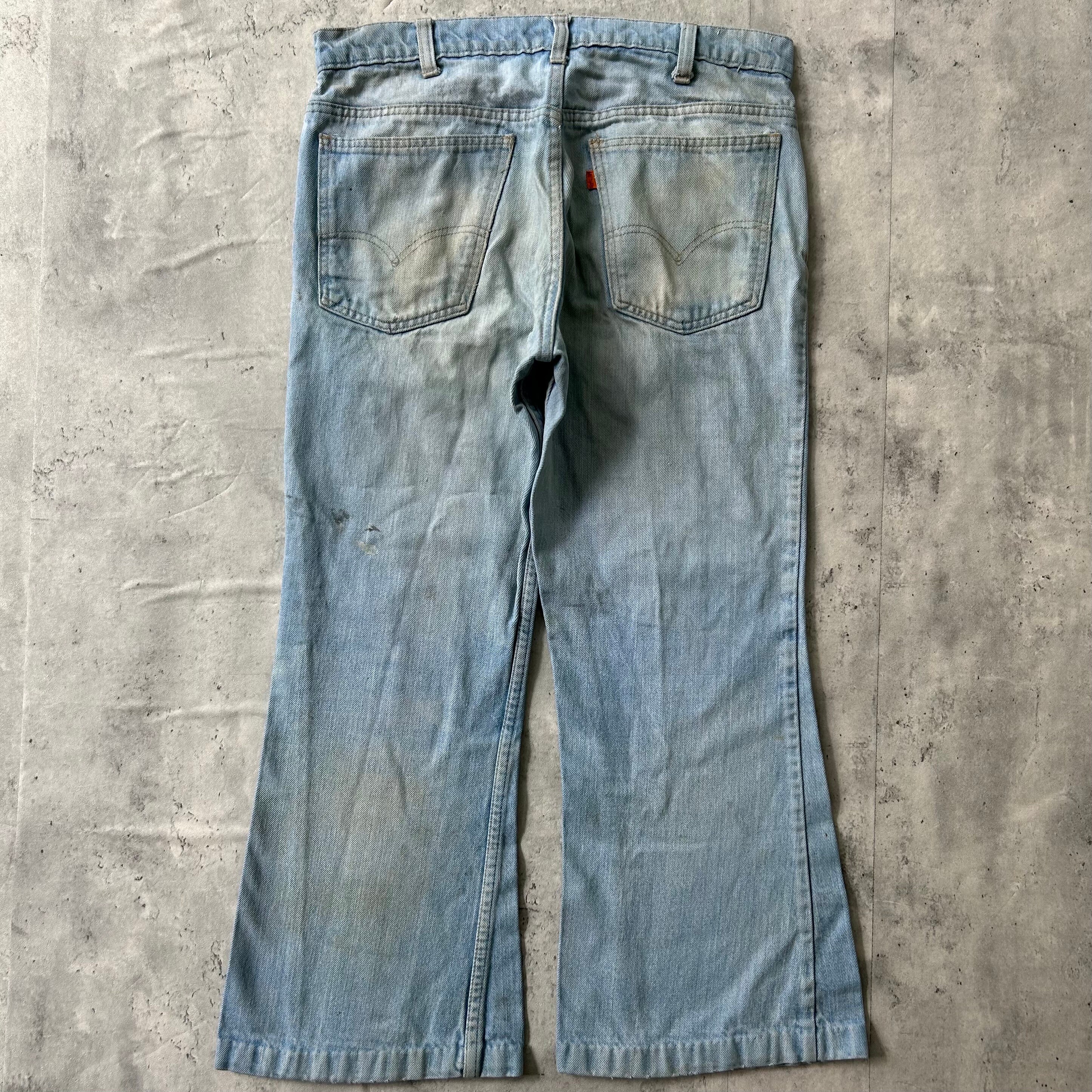 vintage an・an no.33 Vintage 70s Levi's 663 Flared Jeans (33) Light Wash Orange