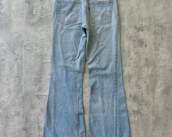 Vintage 70s Levi’s Bell Bottoms Jeans (29) Light Wash Orange Tab 663 Flared Denim Made in USA